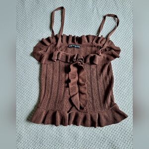 Zara Brown Ruffled Camisole Top